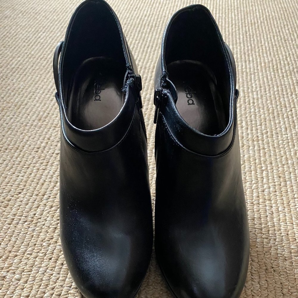 Reba Leather Heel Booties w/Buckle - Picture 3 of 5